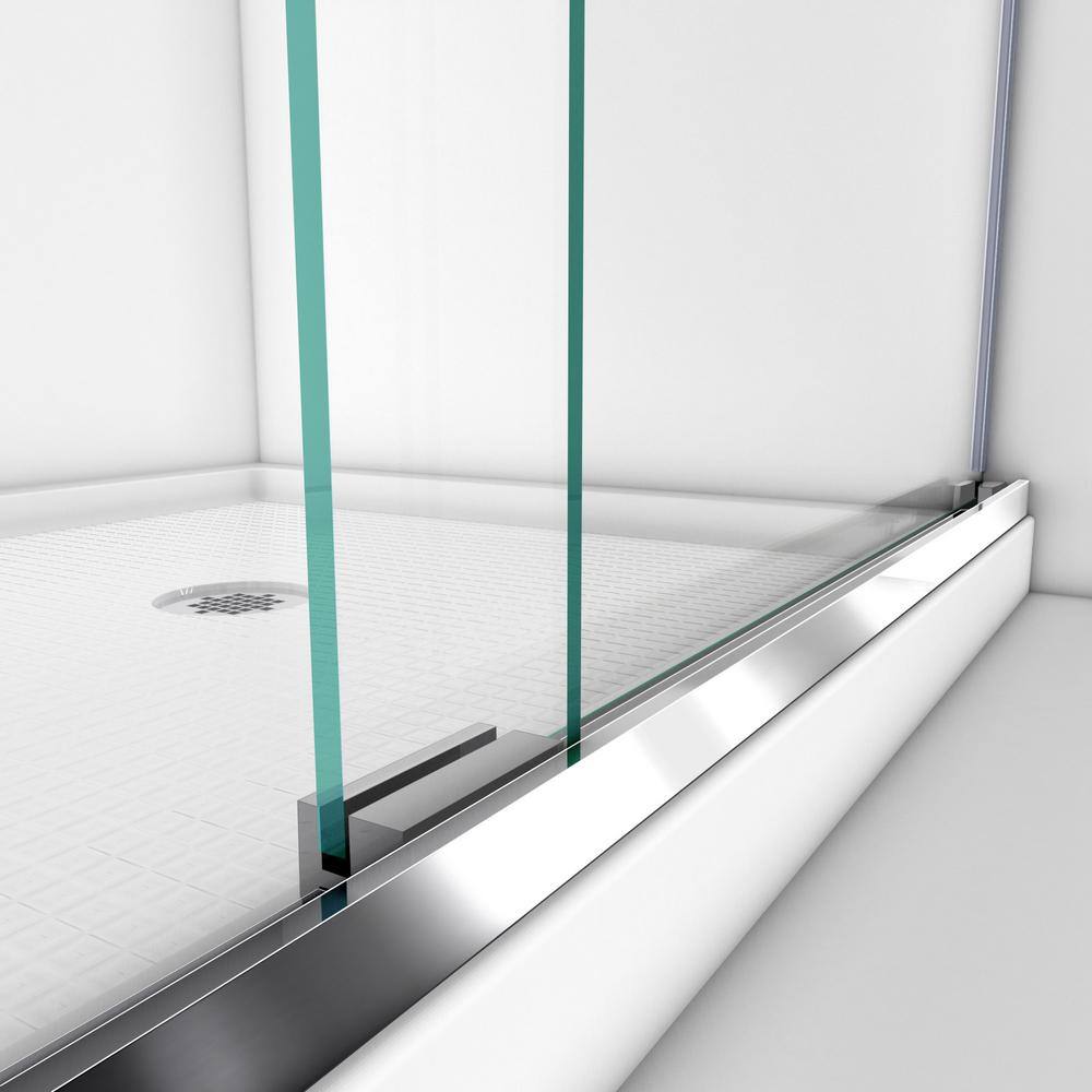 Charisma 36 in. x 60 in. x 78.75 in. Semi-Frameless Sliding Shower Door in Chrome with Center Drain White Acrylic Base