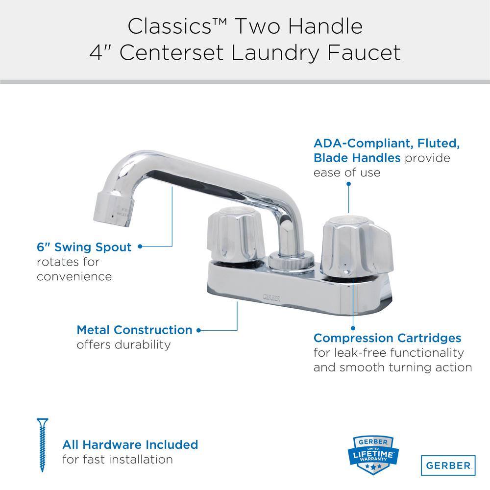 Gerber Classics 2-Handle Laundry Utility Faucet in Chrome