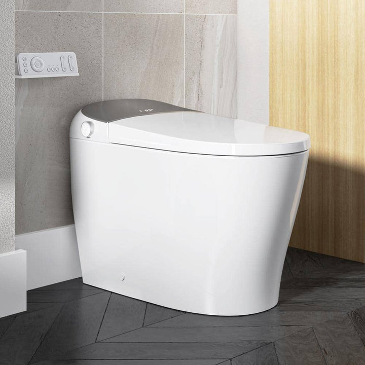 HOROW Tankless Elongated Smart Toilet Bidet with Auto Flush, Heated Seat and Warm Air Dryer - White