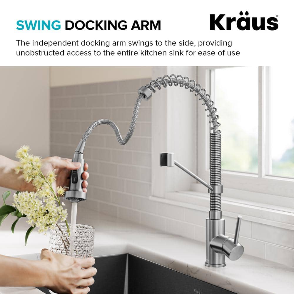 KRAUS Bolden Single-Handle Pull-Down Sprayer Kitchen Faucet with Dual Function Spray Head in Chrome