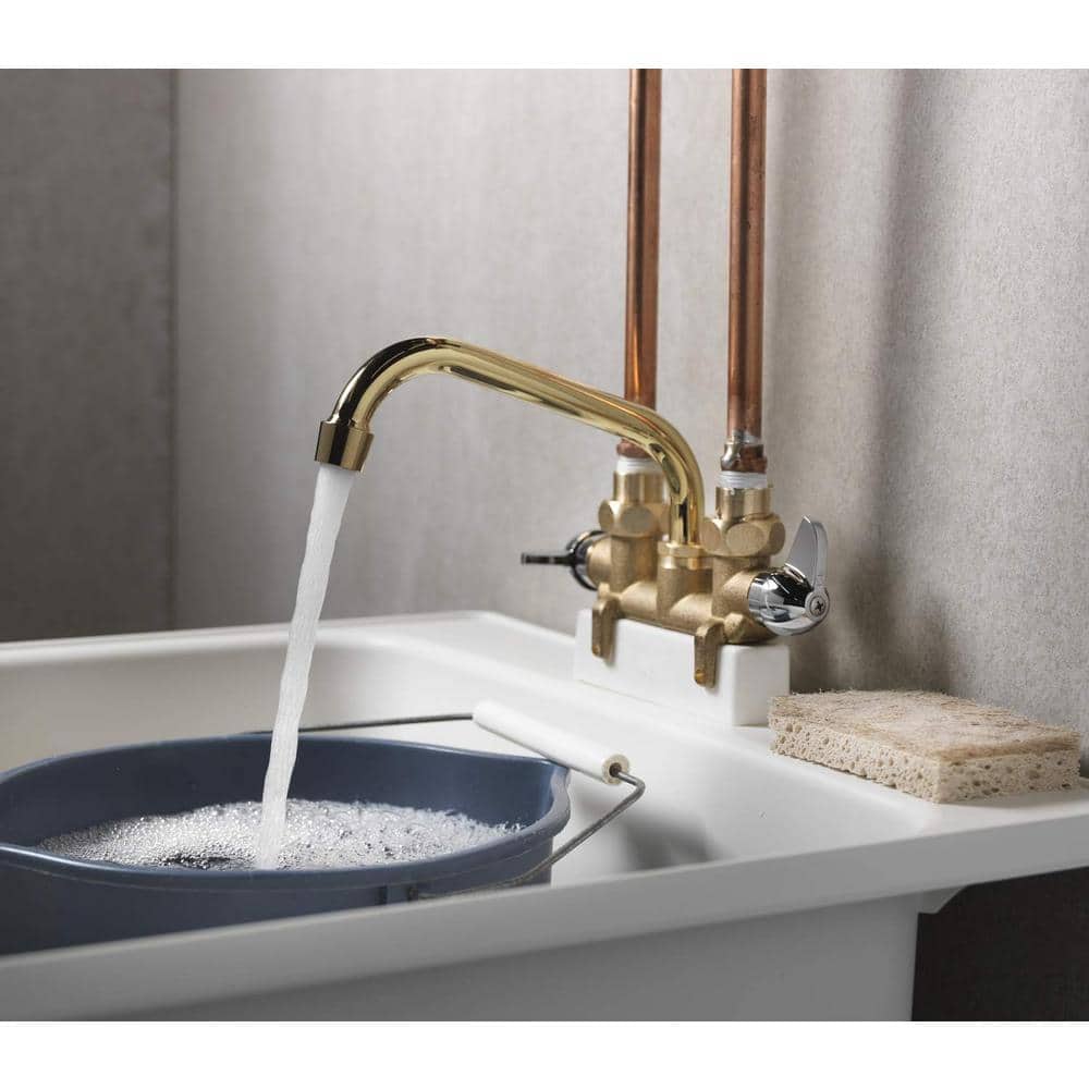 Lukvuzo Dual-Handle Utility Faucet in Chrome Rough Brass