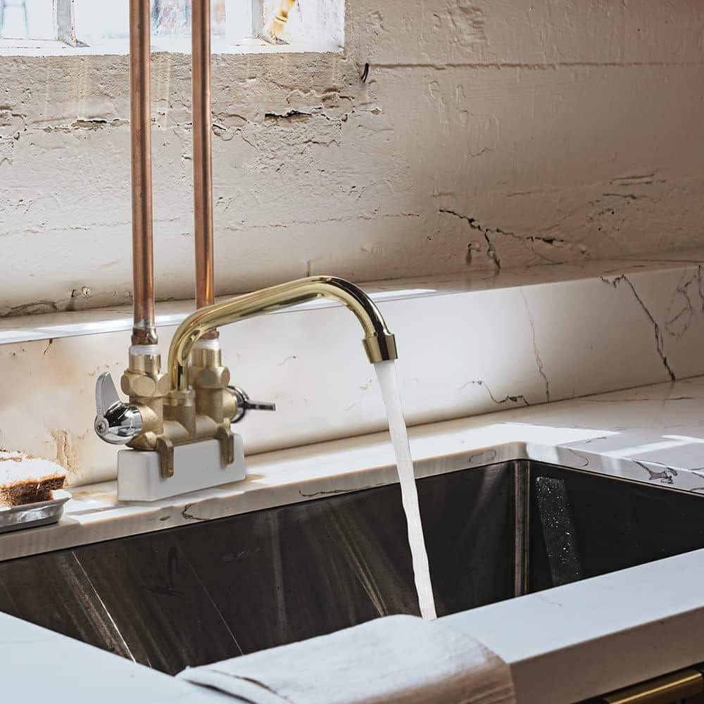 Lukvuzo Dual-Handle Utility Faucet in Chrome Rough Brass