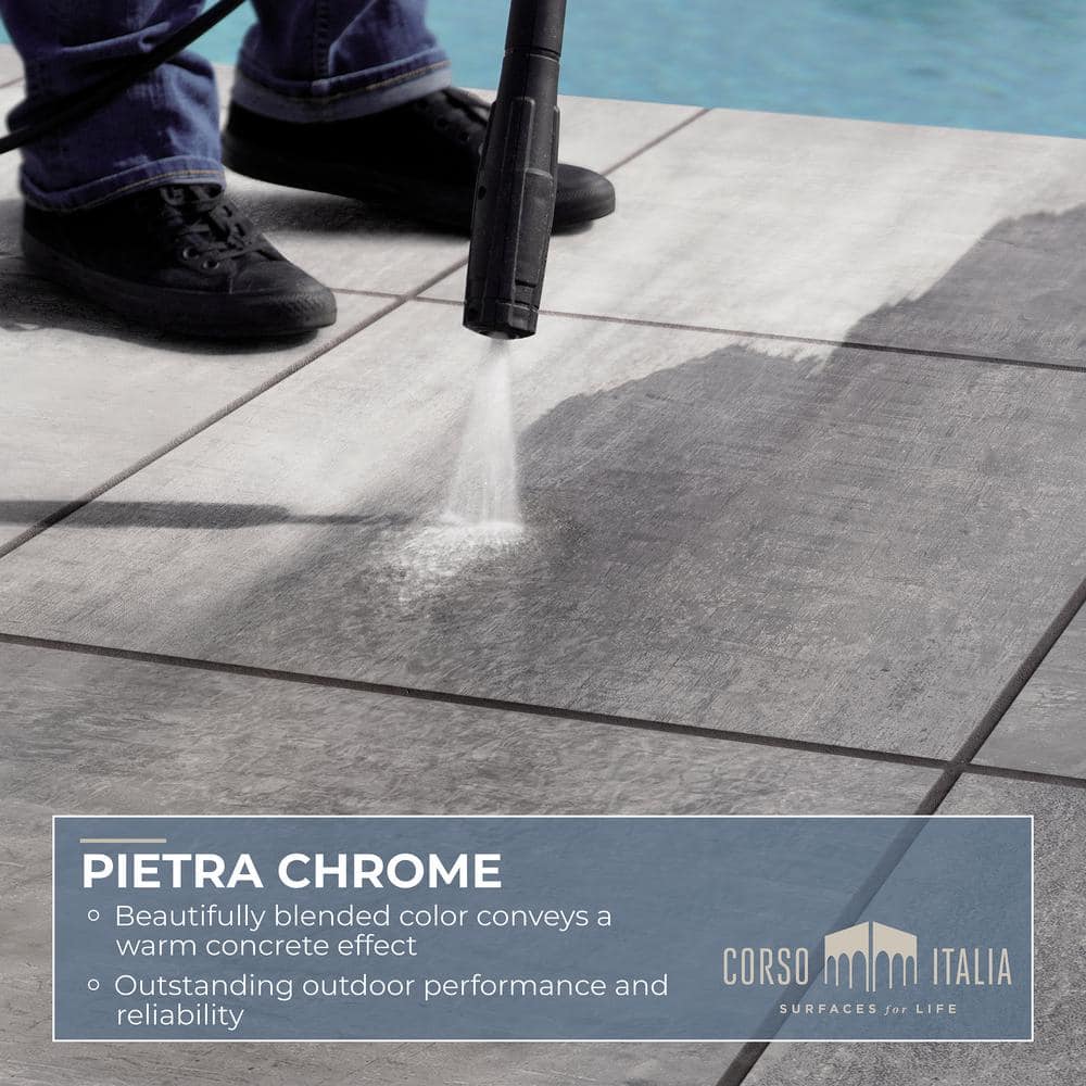 Pietra Chrome Concrete-Look Porcelain Paver Sample, 6 in. x 6 in. x 0.75 in.
