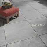 Pietra Chrome 24 in. x 24 in. x 0.75 in. Concrete-Look Porcelain Paver for Outdoor Spaces