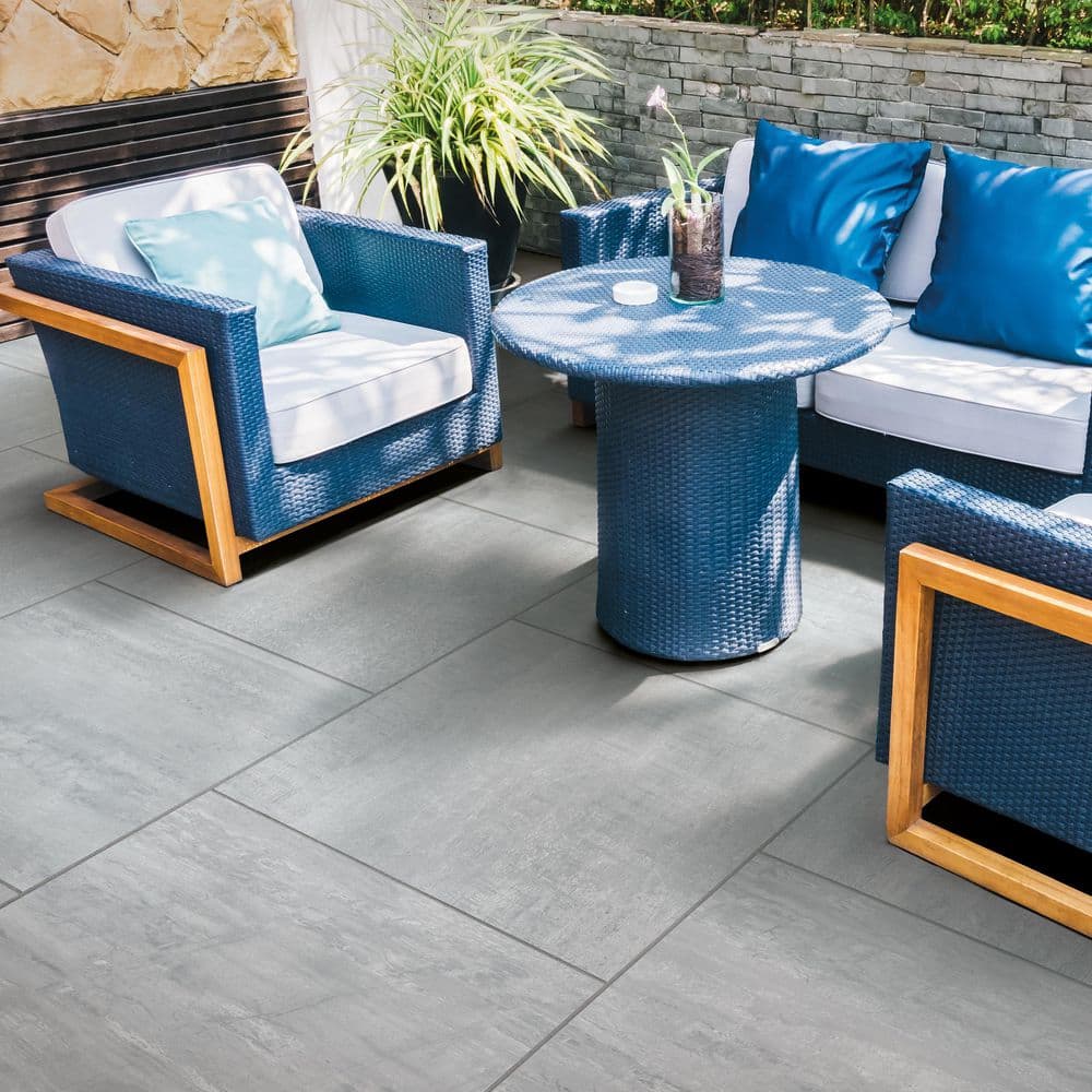 Pietra Chrome 24 in. x 48 in. x 0.75 in. Concrete-Look Porcelain Paver