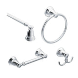 MOEN Banbury 4-Piece Bath Hardware Set with 24 in. Towel Bar, Paper Holder, Towel Ring, and Robe Hook in Chrome