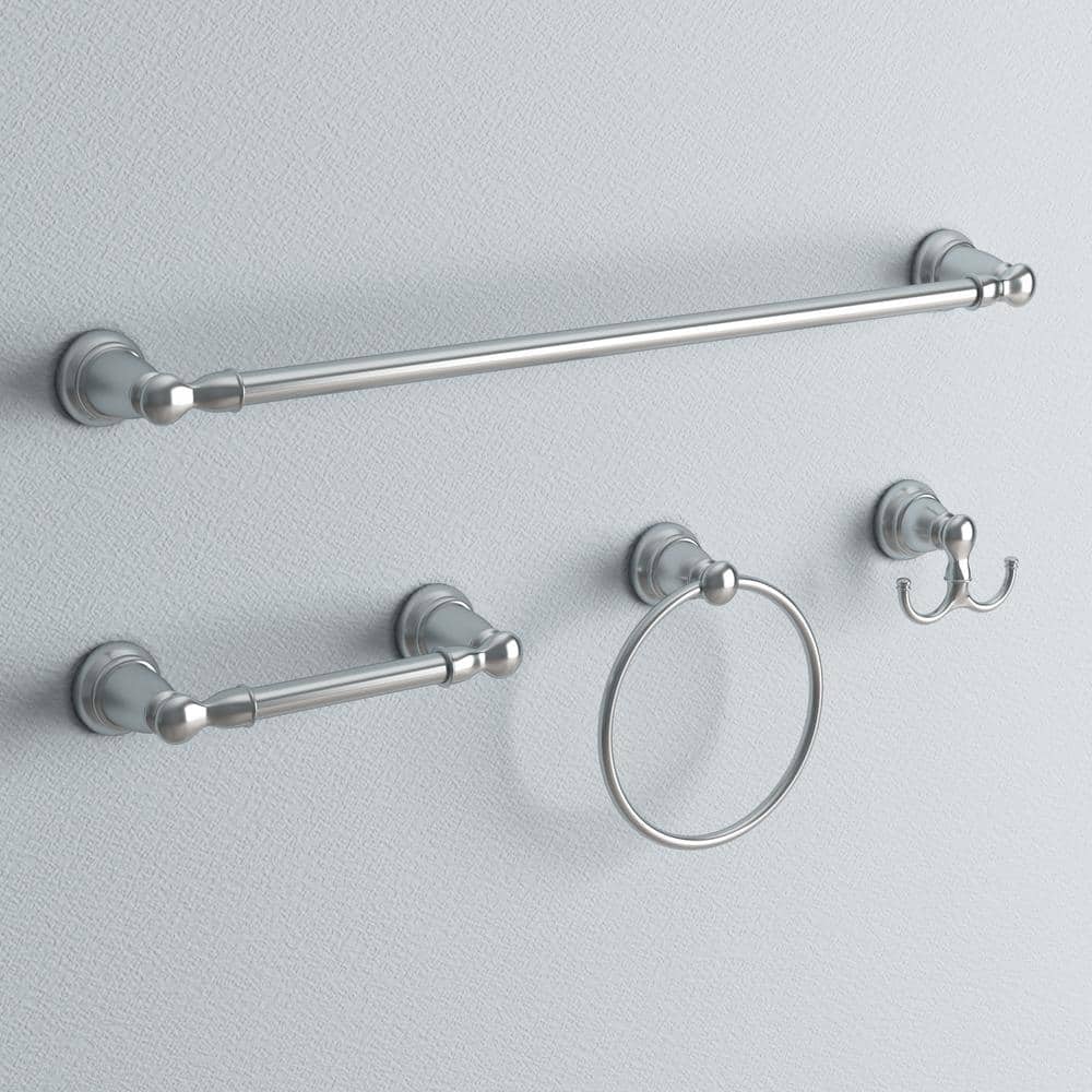MOEN Banbury 4-Piece Bath Hardware Set with 24 in. Towel Bar, Paper Holder, Towel Ring, and Robe Hook in Chrome