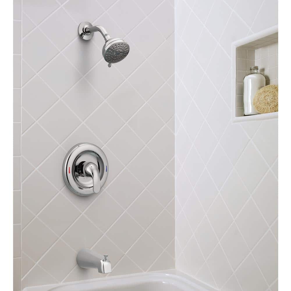 Moen Adler Single-Handle 4-Spray Tub and Shower Faucet with Shower Rod in Chrome (Valve Included)