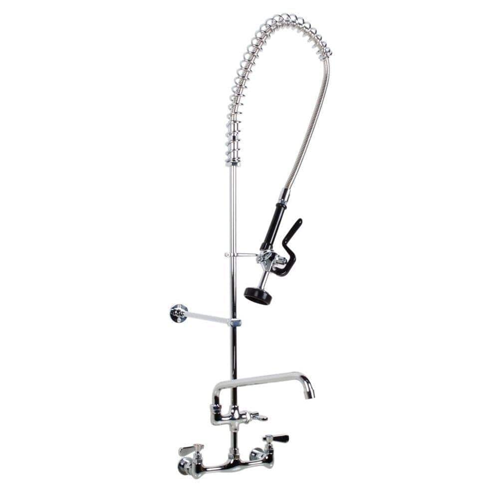 SABA Commercial Pull Down 2-Handle Wall Mount Pre-Rinse Faucet in Chrome