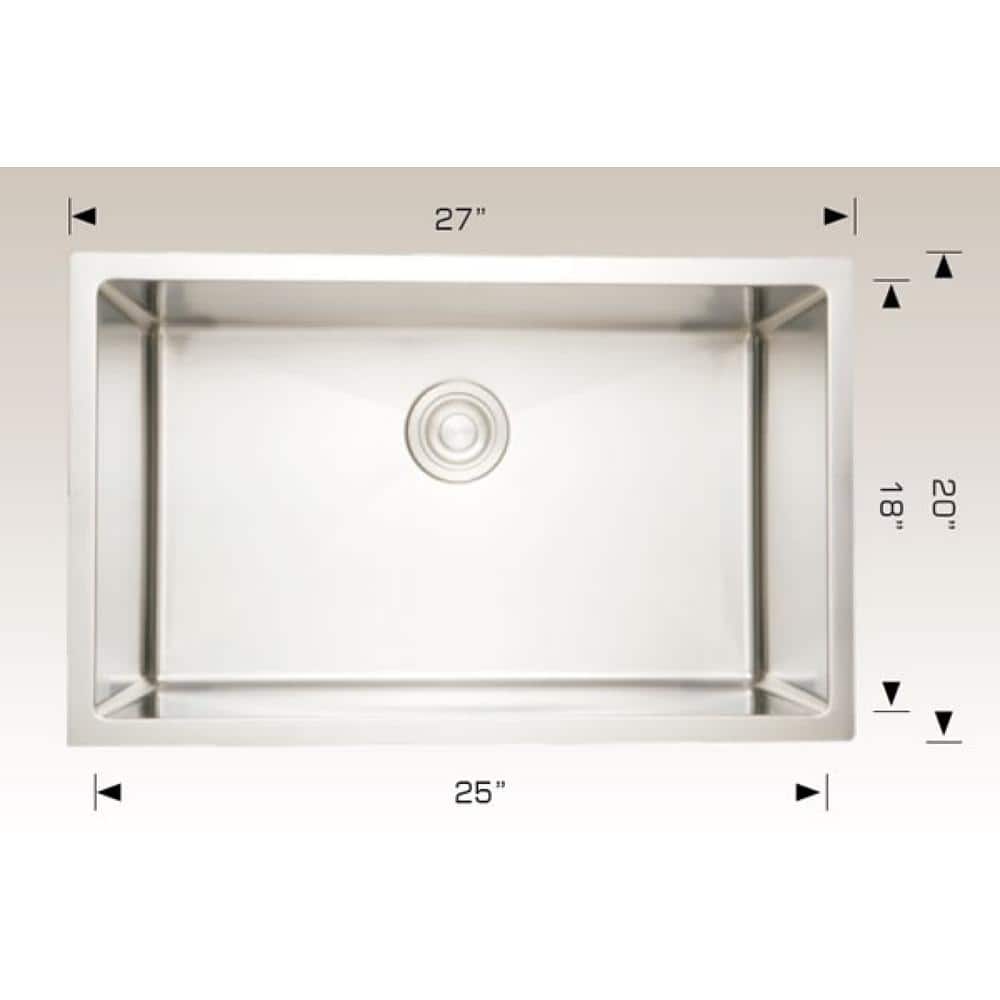 Unbranded 27 in. Chrome Undermount Laundry/Utility Sink - 16 Gauge Stainless Steel