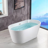WOODBRIDGE Archie 59 in. Acrylic FlatBottom Double-Ended Freestanding Bathtub with Oil-Rubbed Bronze Overflow and Drain, White