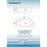 WOODBRIDGE Archie 59 in. Acrylic FlatBottom Double-Ended Freestanding Bathtub with Oil-Rubbed Bronze Overflow and Drain, White