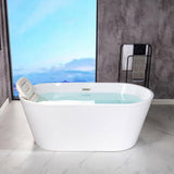WOODBRIDGE Archie 59 in. Acrylic FlatBottom Double-Ended Freestanding Bathtub with Oil-Rubbed Bronze Overflow and Drain, White