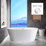 WOODBRIDGE Archie 59 in. Acrylic FlatBottom Double-Ended Freestanding Bathtub with Oil-Rubbed Bronze Overflow and Drain, White