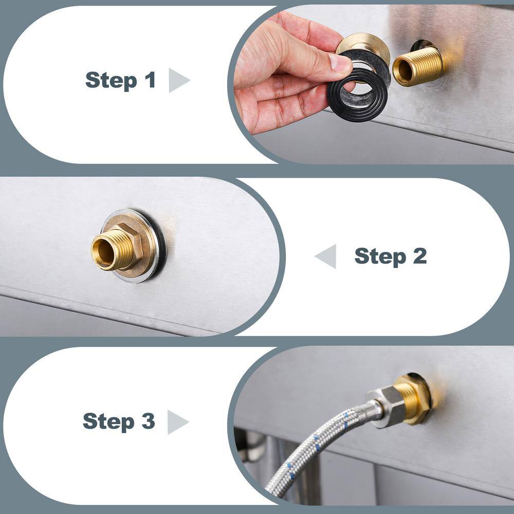 ARCORA Commercial Wall Mounted Double Handle Pet Grooming Faucet in Chrome