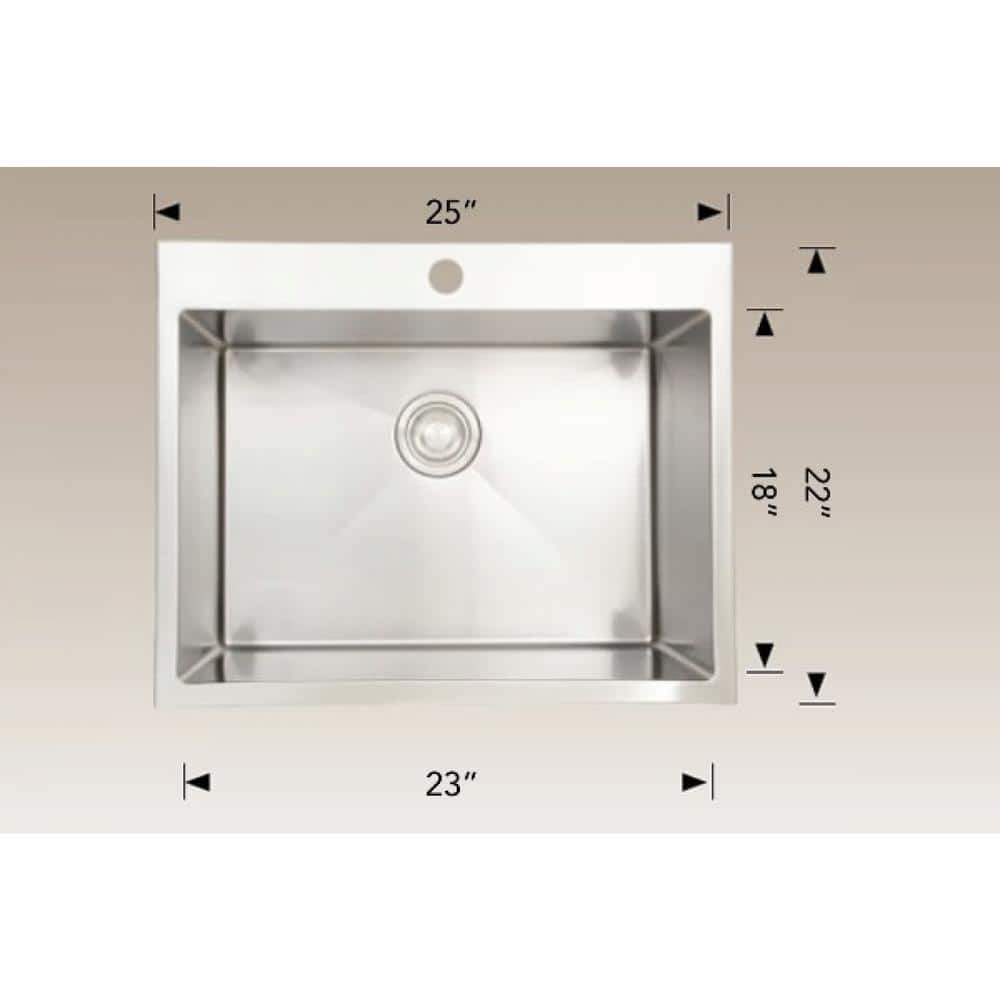 Durable 25 in. x 22 in. Stainless Steel Drop-in Laundry Sink