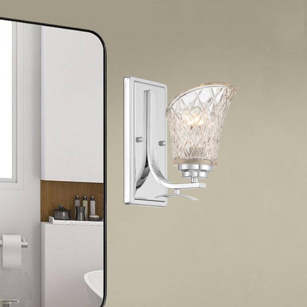 Vanity Art 1-Light Dimmable Chrome Wall Armed Sconce