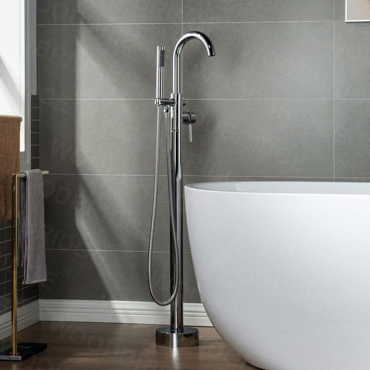 WOODBRIDGE Mammoth Single-Handle Freestanding Tub Faucet with Hand Shower in Chrome, 43-7/8 in Height