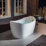 WOODBRIDGE Beauvais 59 in. Acrylic FlatBottom Double Slipper Bathtub with Polished Chrome Overflow and Drain, White