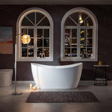 WOODBRIDGE Beauvais 59 in. Acrylic FlatBottom Double Slipper Bathtub with Polished Chrome Overflow and Drain, White