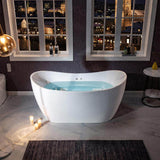 WOODBRIDGE Beauvais 59 in. Acrylic FlatBottom Double Slipper Bathtub with Polished Chrome Overflow and Drain, White
