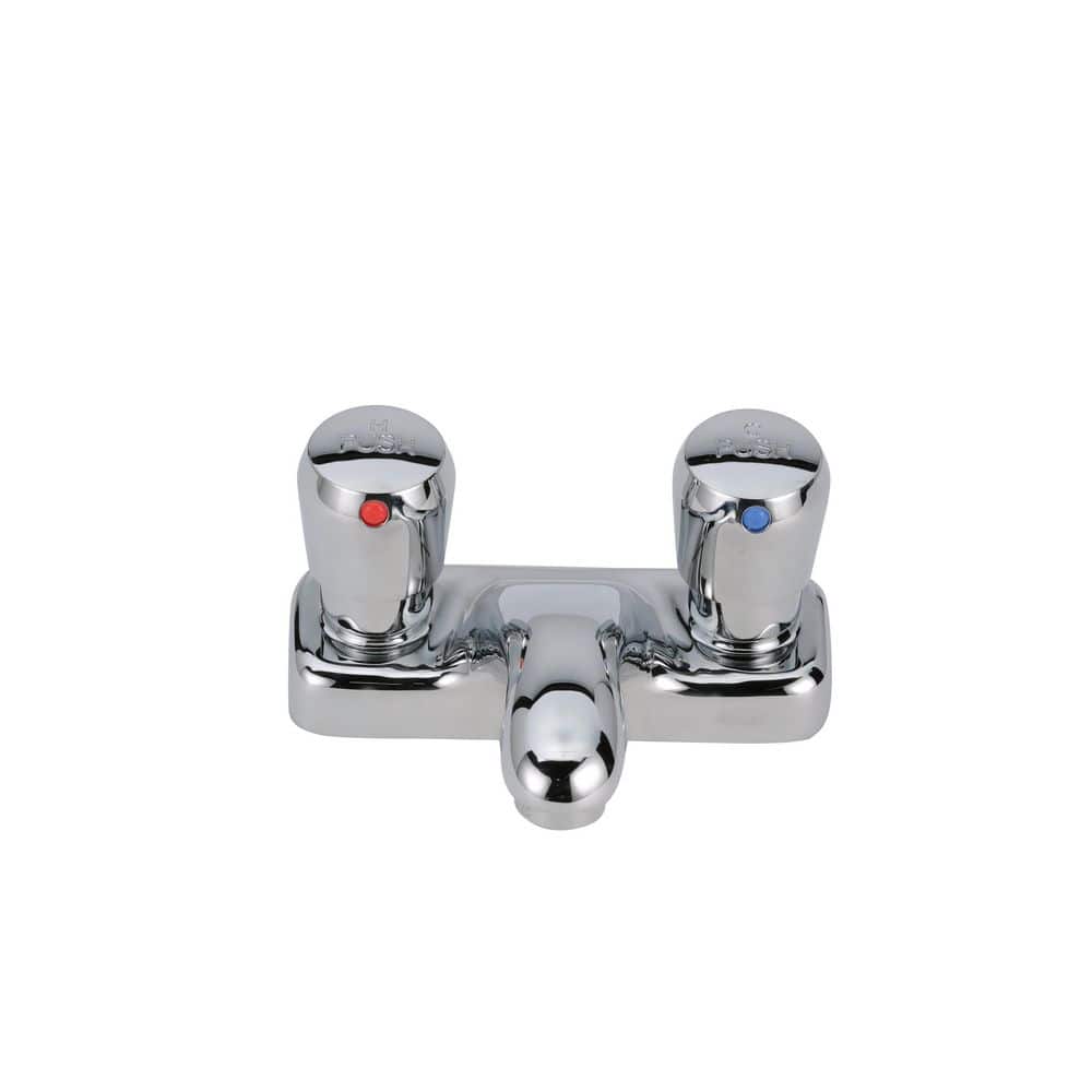 Zurn AquaSpec Metering Faucet, Deck Mount, 0.5 GPM Vandal-Resistant Pressure-Compensating Spray, Push-Button Handles, Chrome