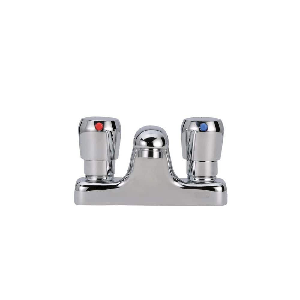 Zurn AquaSpec Metering Faucet, Deck Mount, 0.5 GPM Vandal-Resistant Pressure-Compensating Spray, Push-Button Handles, Chrome