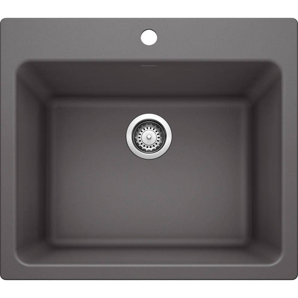 Blanco LIVEN SILGRANIT 25 in. x 22 in. Dual Mount Laundry Sink in Cinder