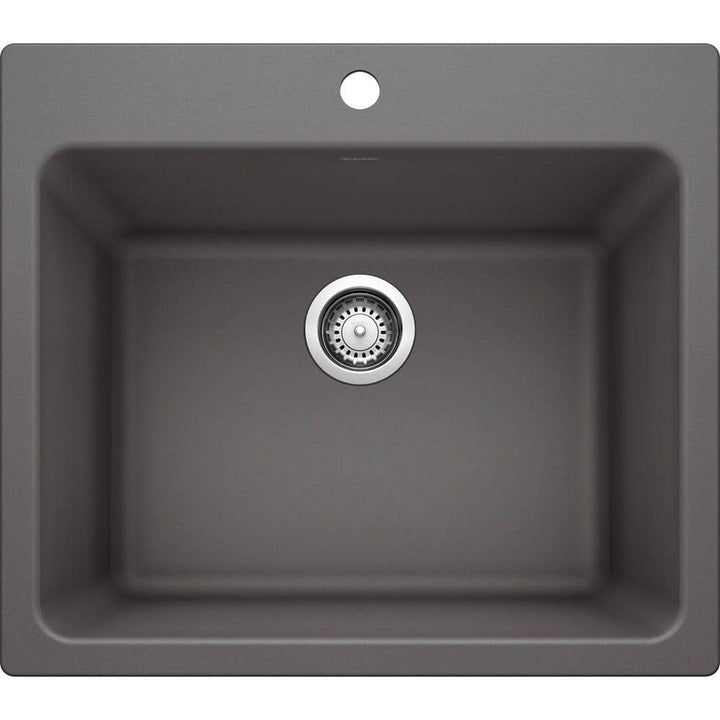 Blanco LIVEN SILGRANIT 25 in. x 22 in. Dual Mount Laundry Sink in Cinder