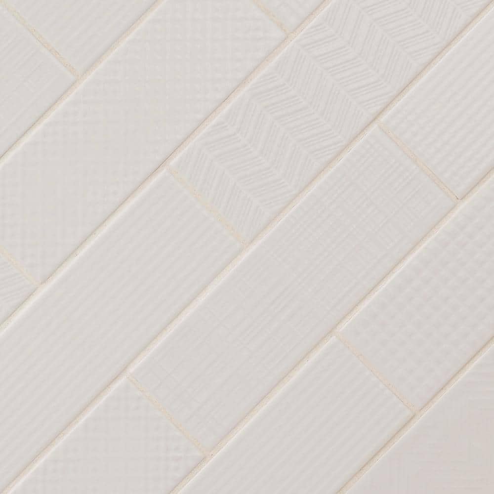MSI Citylights Pure 3D Mix 12 in. x 4 in. Glossy Ceramic White Textured Subway Tile (9.9 sq. ft. / case)
