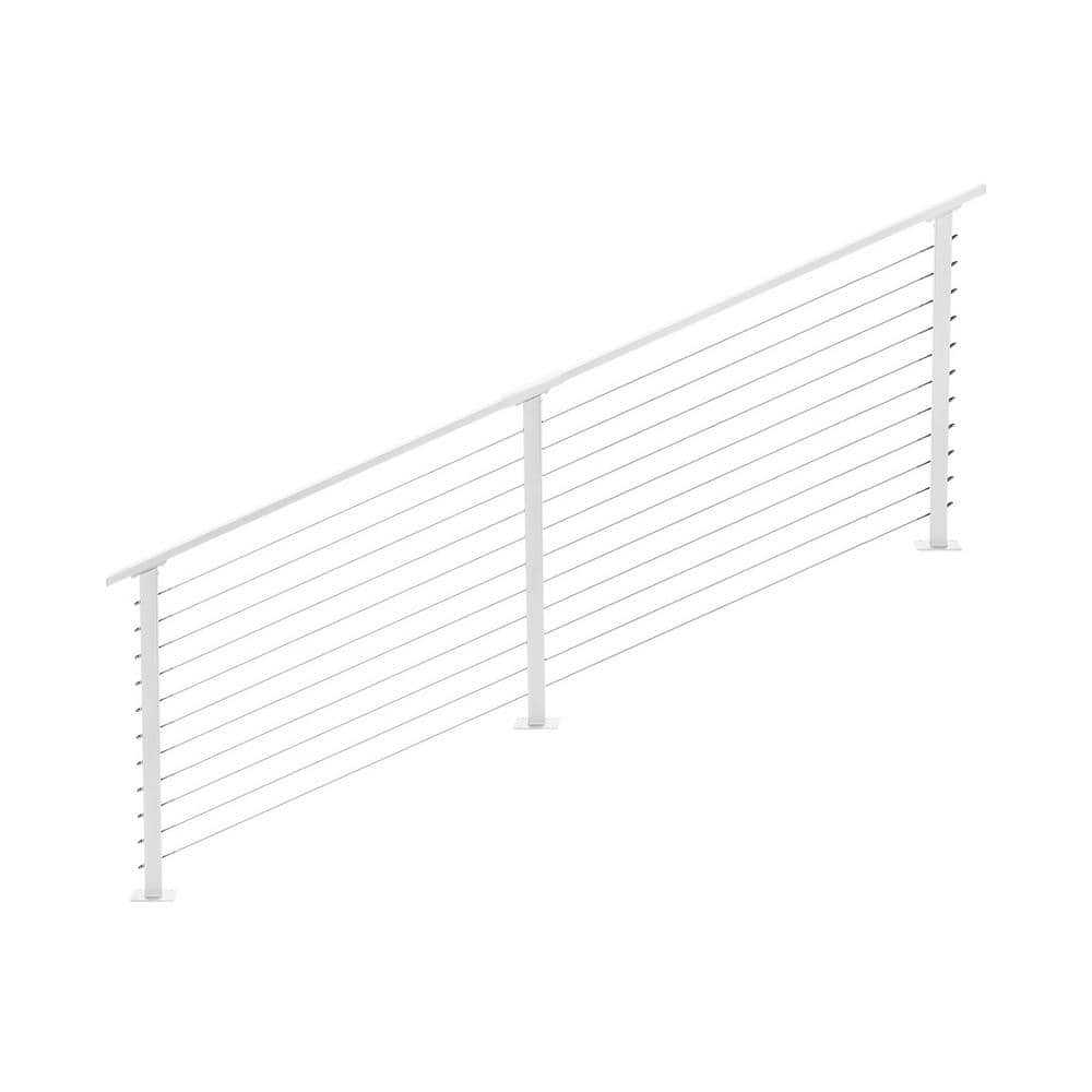CityPost 10 ft. Stair Cable Railing, 36 in. Base Mount in White