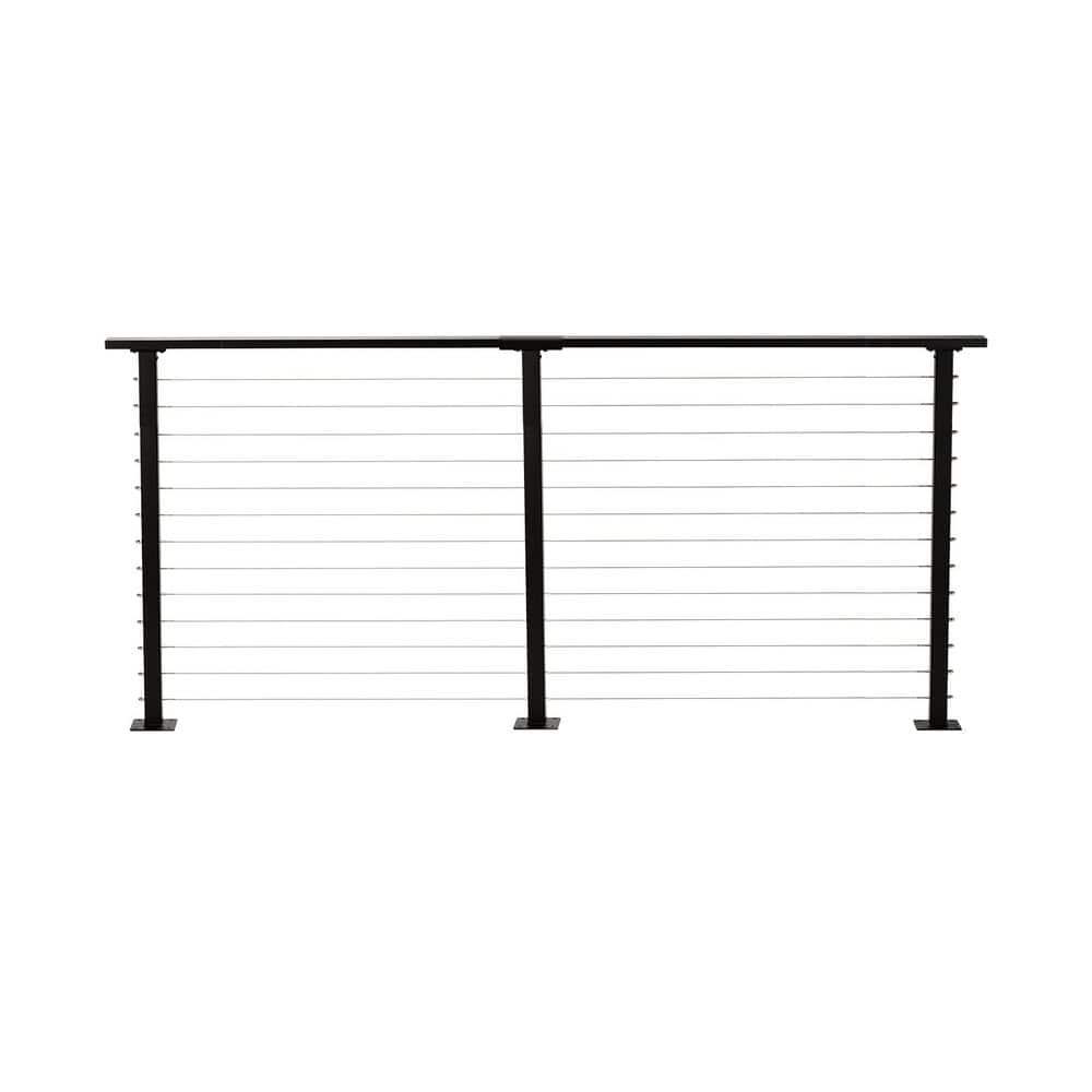 CityPost 12 ft. Deck Cable Railing, 42 in. Base Mount, Black