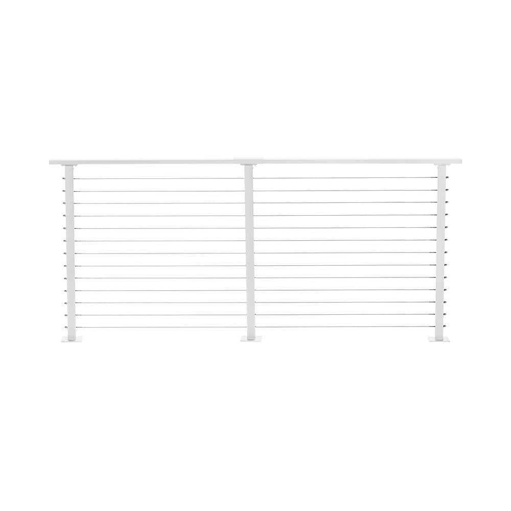 CityPost 12 ft. Deck Cable Railing, 42 in. Base Mount, White