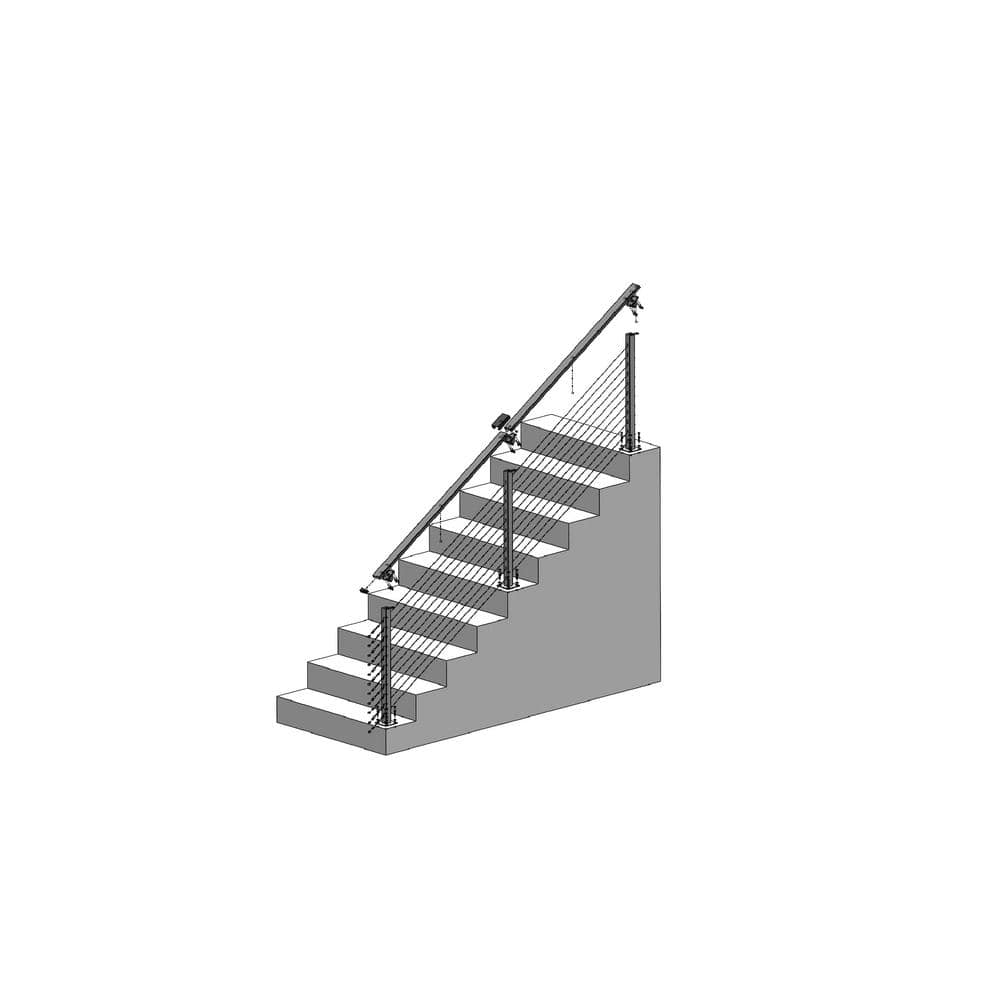 CityPost 12 ft. Stair Cable Railing, White