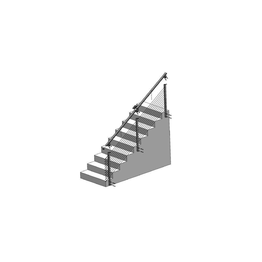 CityPost 12 ft. Stair Cable Railing, 42 in. Face Mount, White