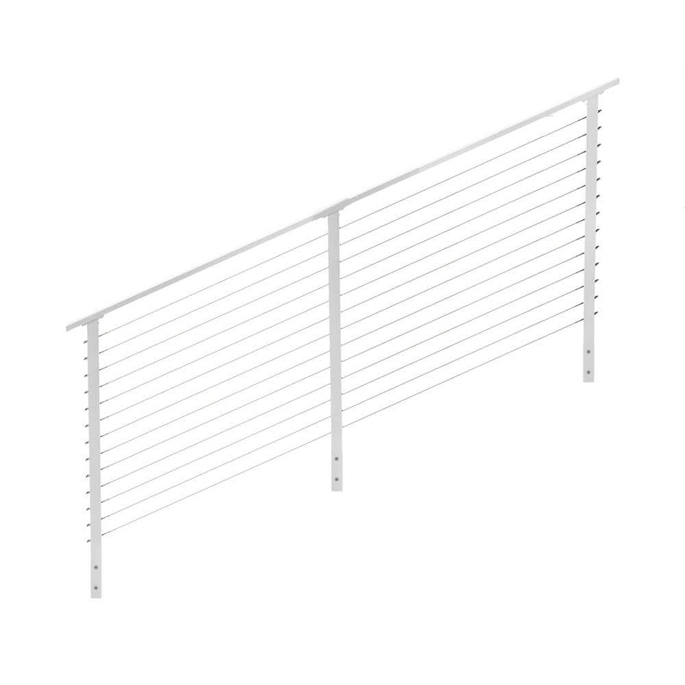 CityPost 12 ft. Stair Cable Railing, 42 in. Face Mount, White