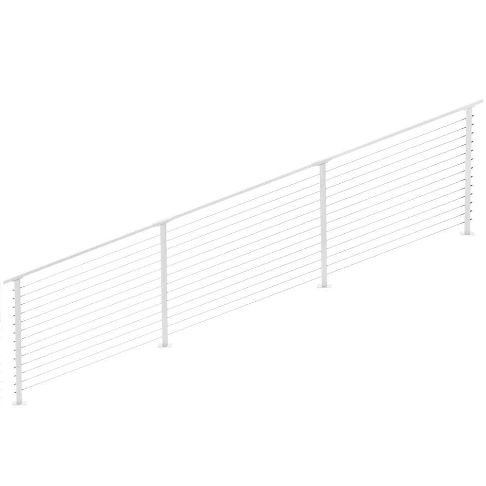 CityPost 14 ft. Stair Cable Railing, 42 in. Base Mount, White