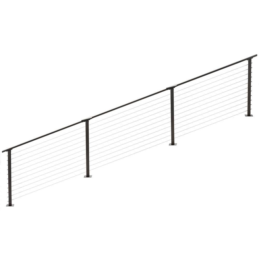 CityPost 18 ft. Stair Cable Railing, 36 in. Base Mount in Bronze