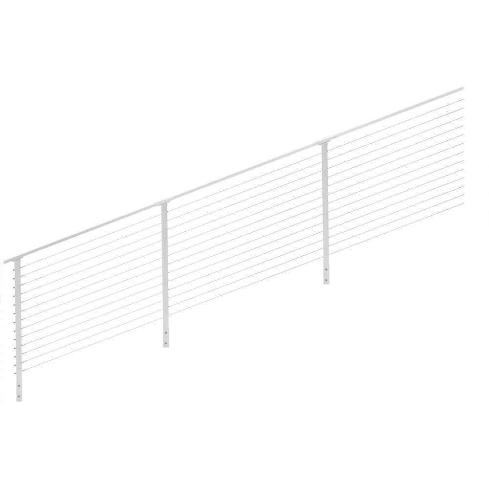 CityPost 22 ft. White Stair Cable Railing 42 in. Face Mount