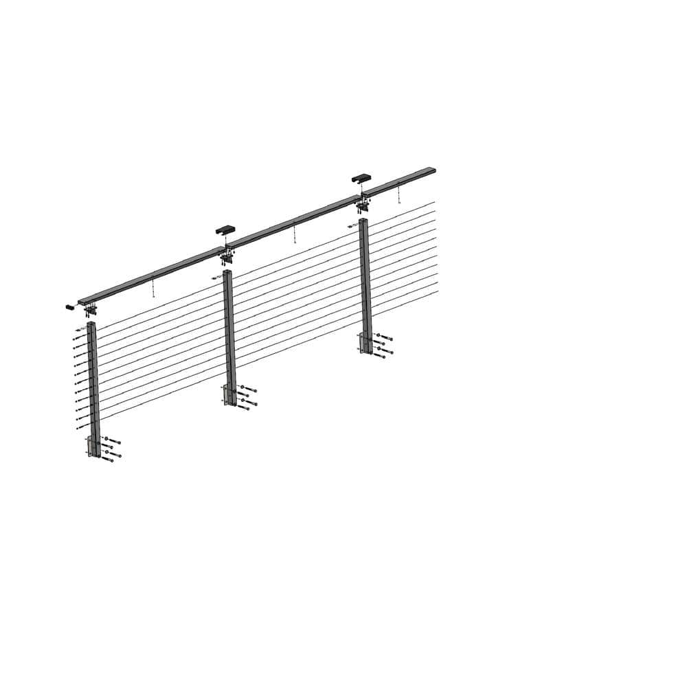 CityPost 26 ft. Deck Cable Railing, 42 in. Face Mount, Black