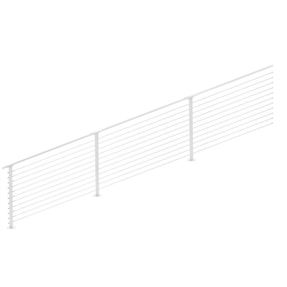 CityPost 26 ft. Stair Cable Railing, 36 in. Base Mount in White