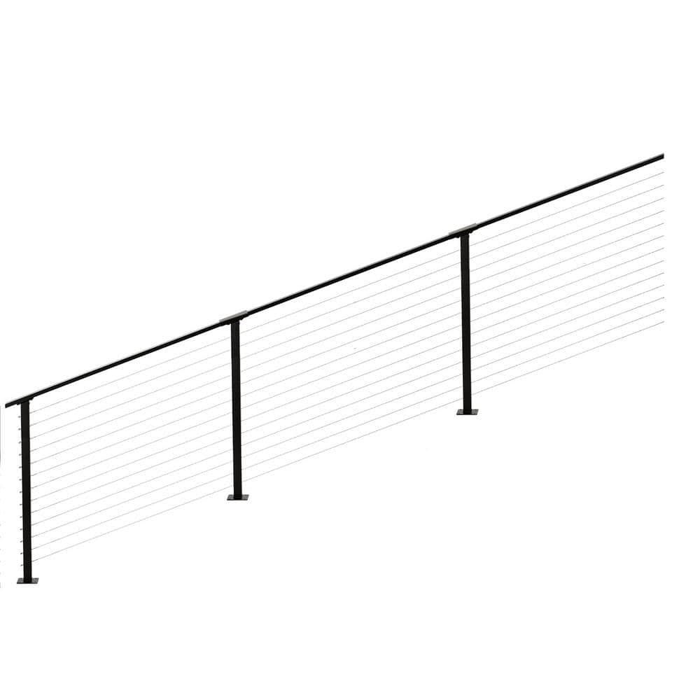 CityPost 28 ft. Stair Cable Railing, 42 in. Base Mount, Black