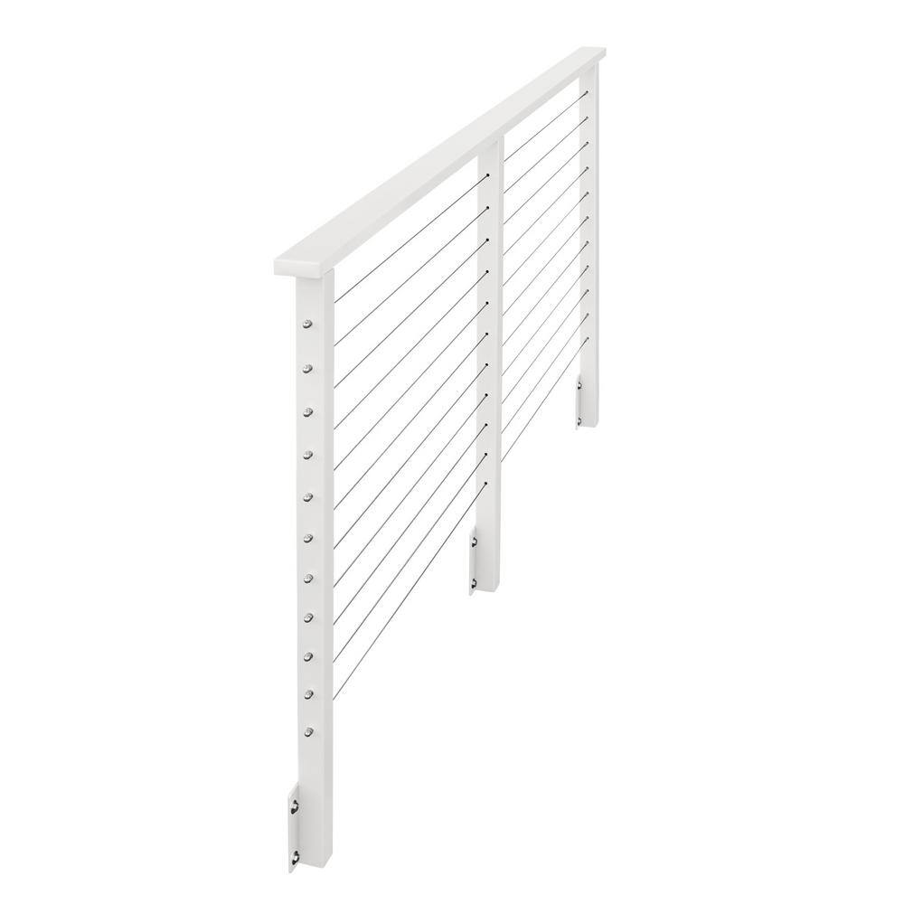 CityPost 4 ft. Stair Cable Railing, 42 in. Face Mount, White