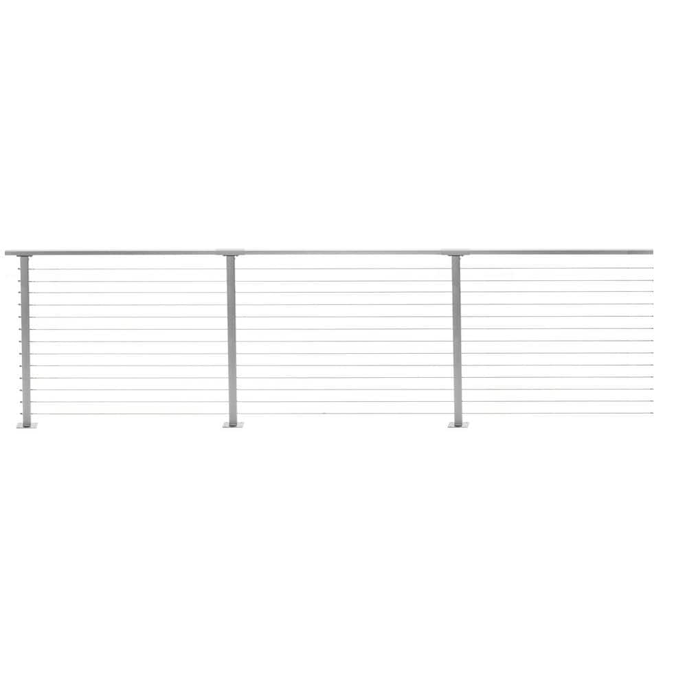 CityPost 52 ft. x 42 in. Grey Deck Cable Railing, Base Mount