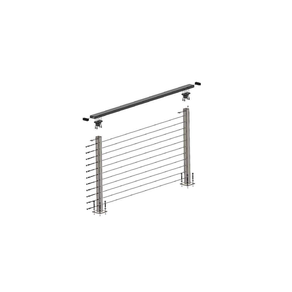 CityPost 6 ft. Deck Cable Railing, 42 in. Base Mount, Black