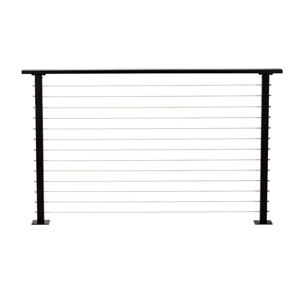 CityPost 6 ft. Deck Cable Railing, 42 in. Base Mount, Black