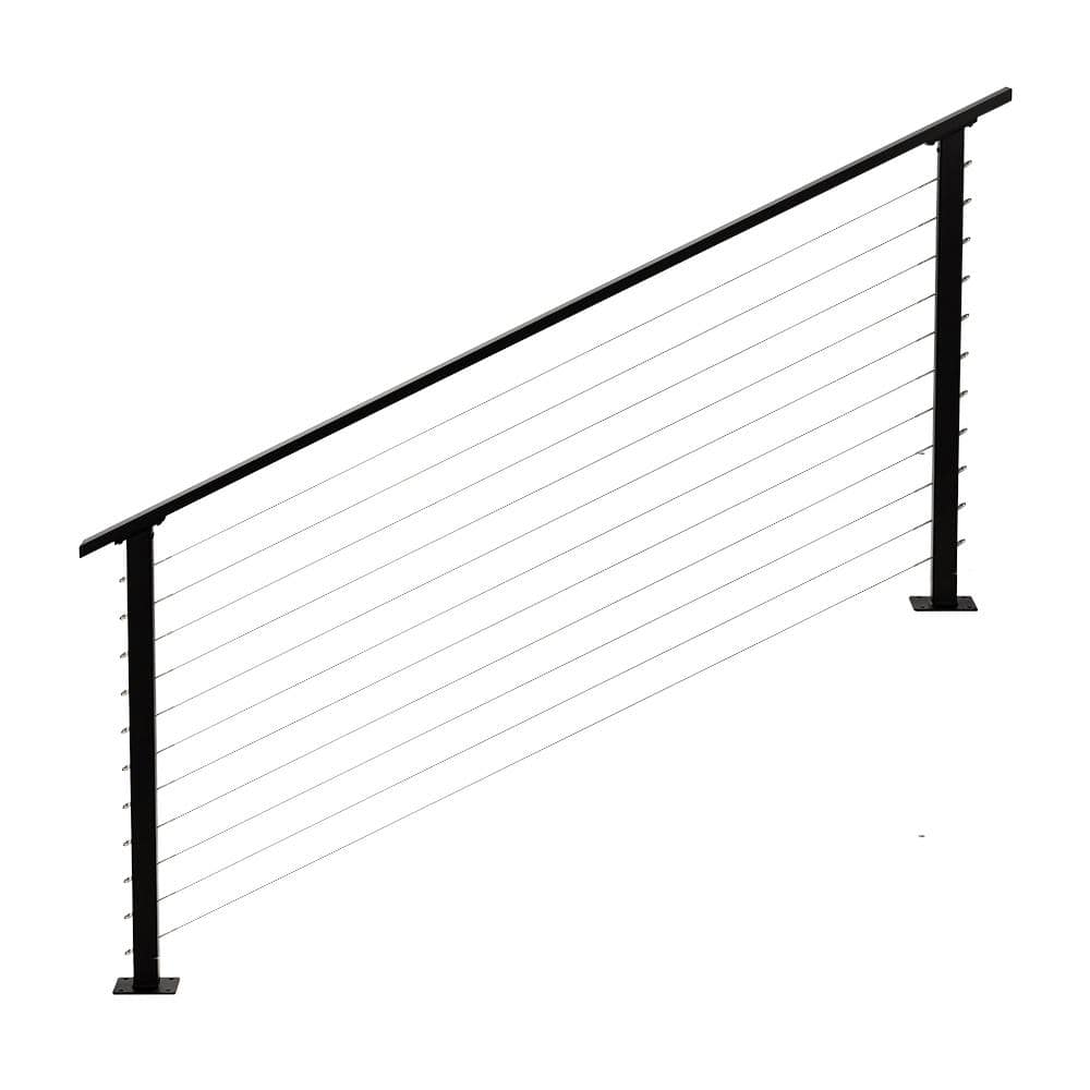 CityPost 6 ft. Black Stair Cable Railing 36 in. Base Mount