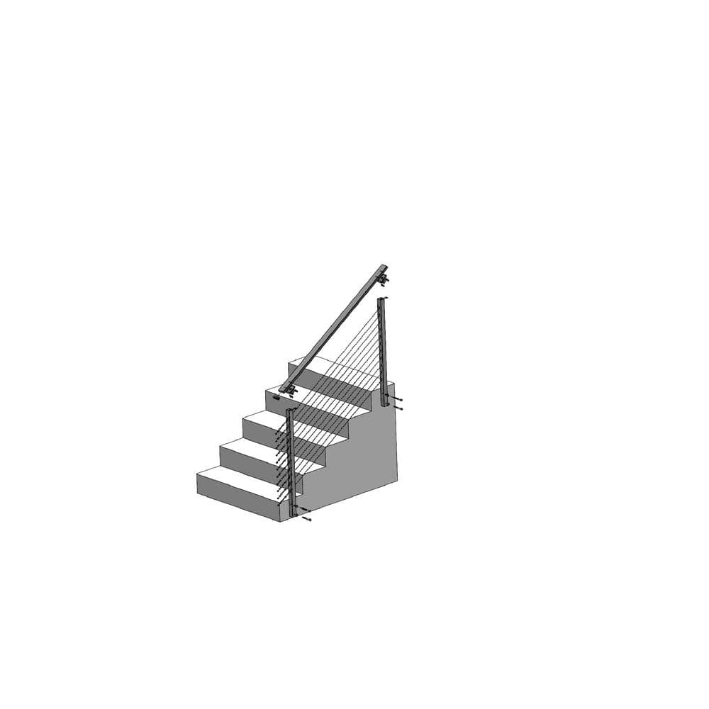 CityPost 6 ft. Stair Cable Railing, 36 in. Face Mount in Black