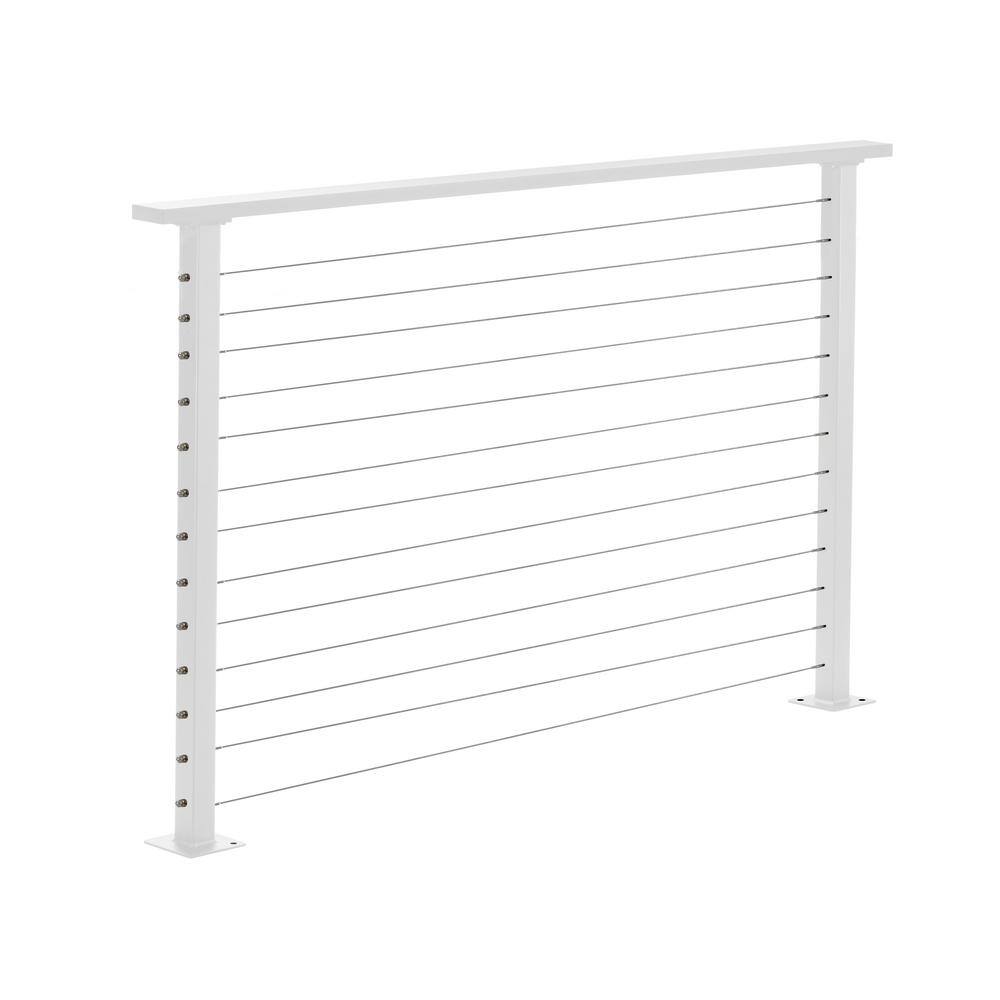 CityPost 6 ft. Deck Cable Railing, 42 in. Base Mount, White
