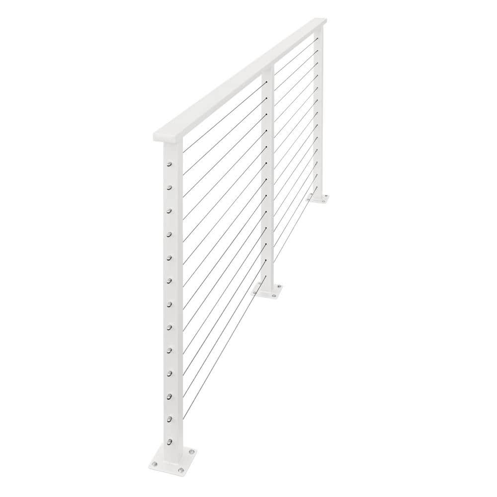 CityPost 60 ft. Deck Cable Railing, 42 in. Base Mount, White